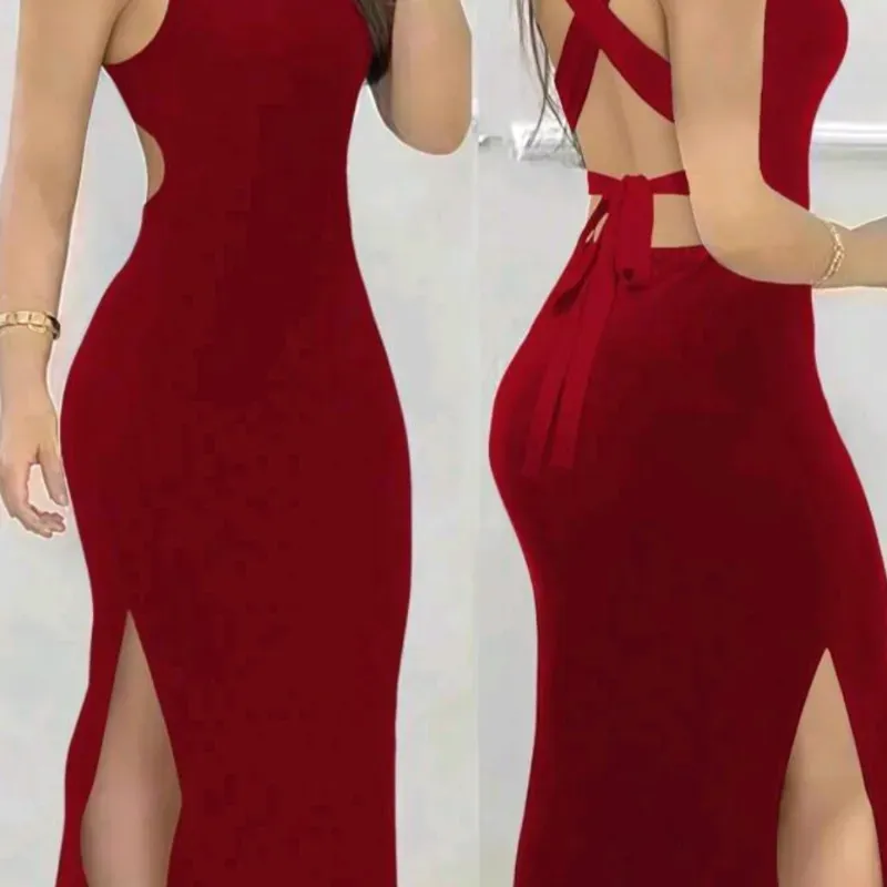 Vestido largo color vino