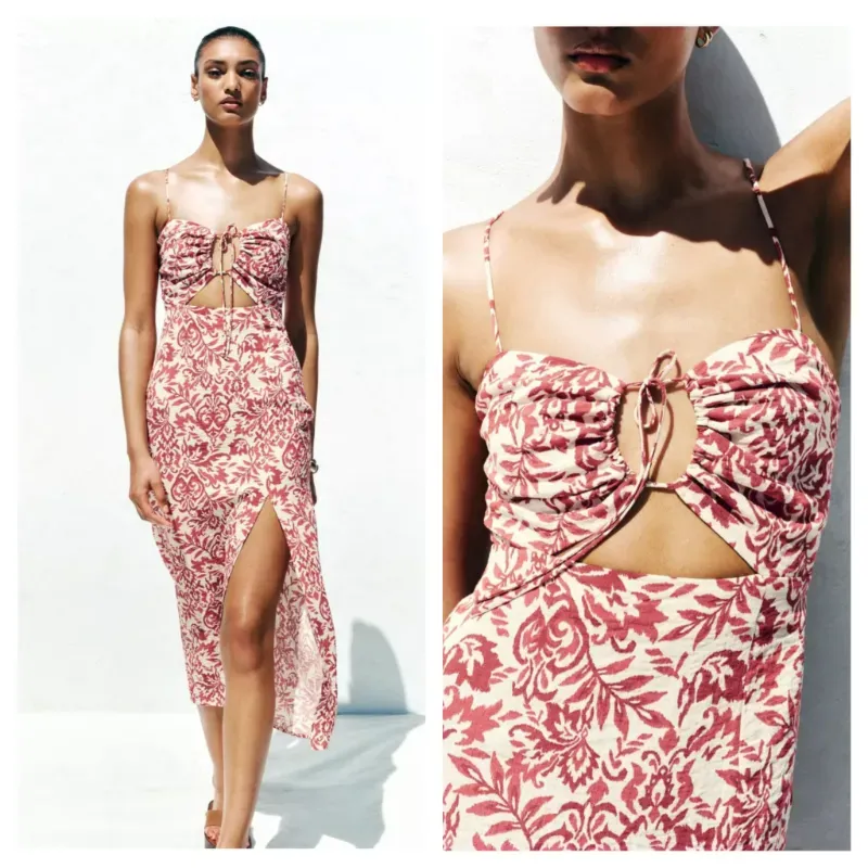 Vestido Zara estampado lino