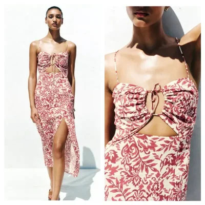 Vestido Zara estampado lino