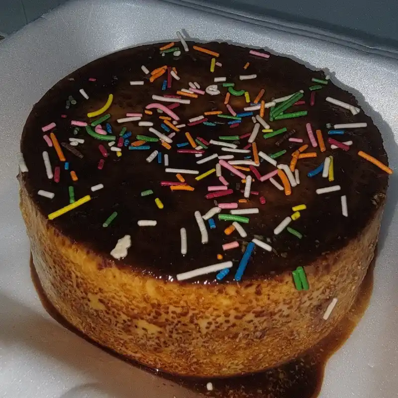 Flan con grageas