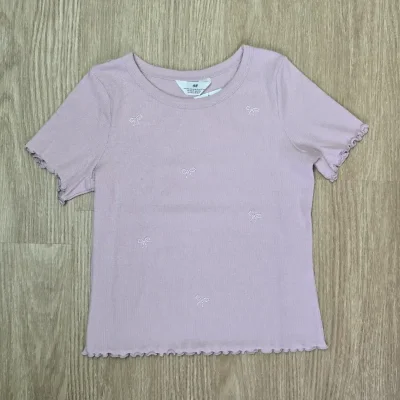 Pulover de Canalé Rosado con lazos perlados