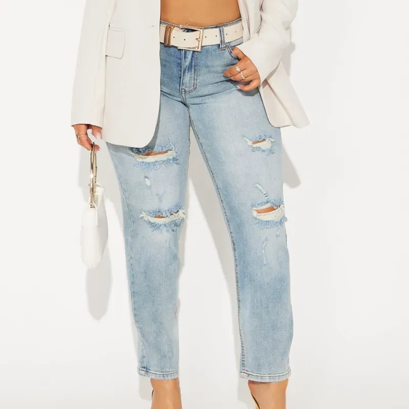  FashionNova Boyfriend Jeans — Azul Lavado Medio