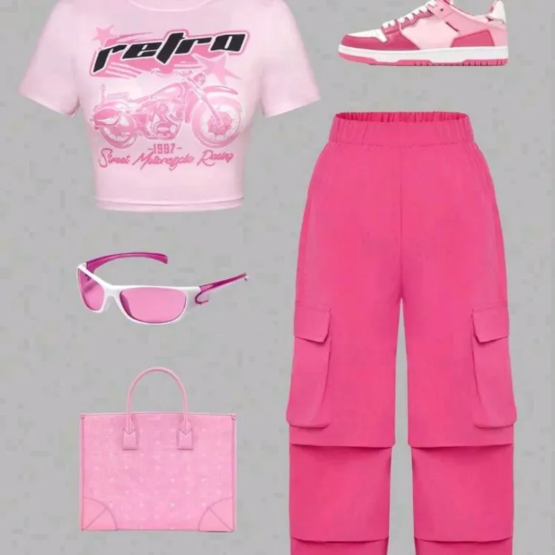  Conjunto de blusa y pantalón — Rosado
