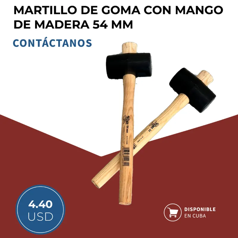 Martillo de goma con mango de madera
