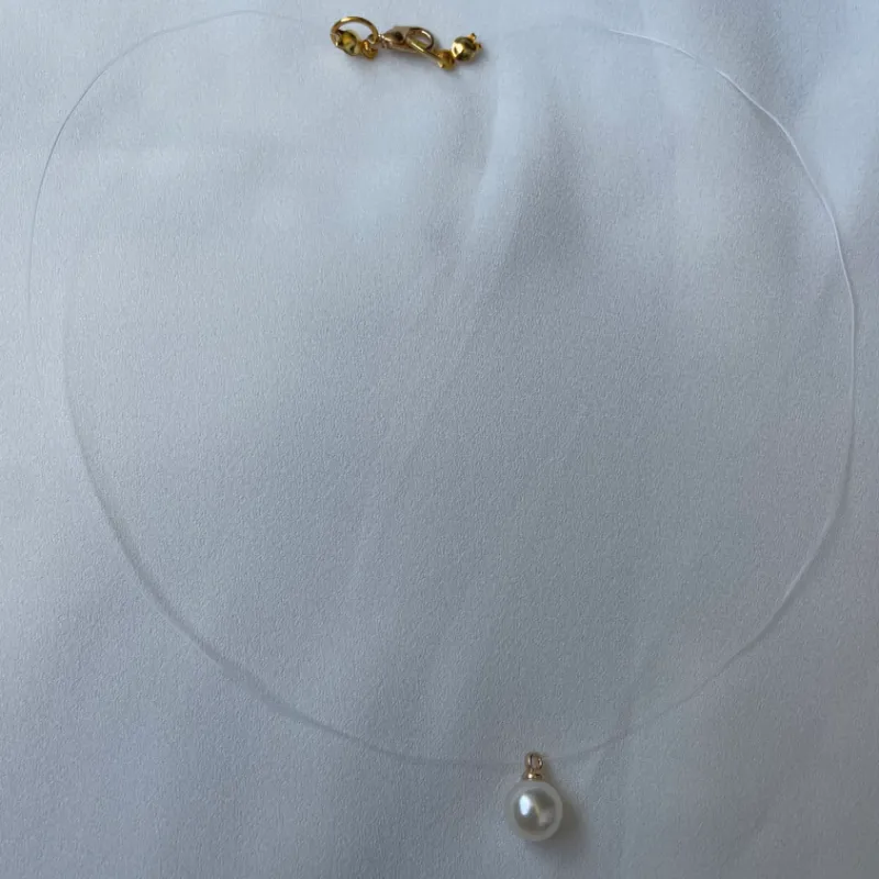 Collar fantasmita con dije de perla