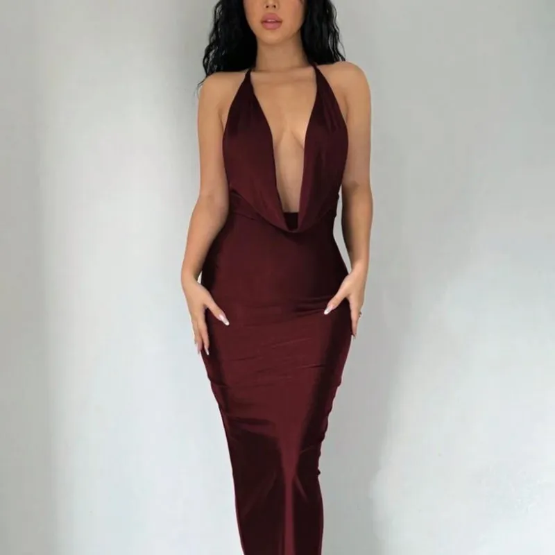  Vestido largo satinado 