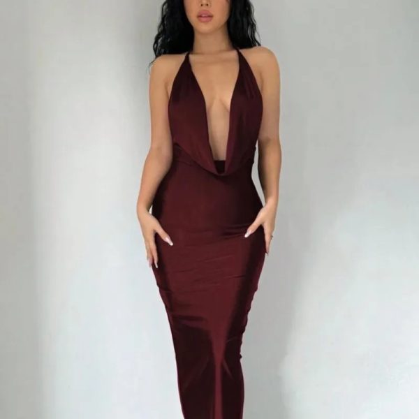  Vestido largo satinado 