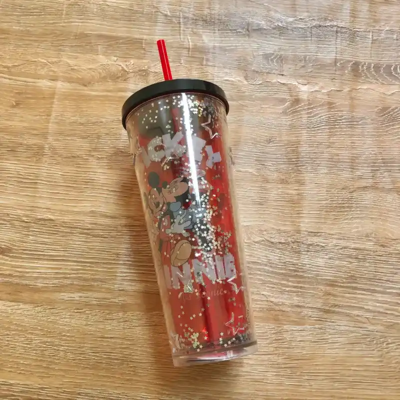 Vaso alto de Mickey y Minnie color rojo