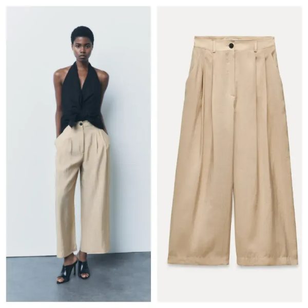 Pantalón Zara beige tela suave