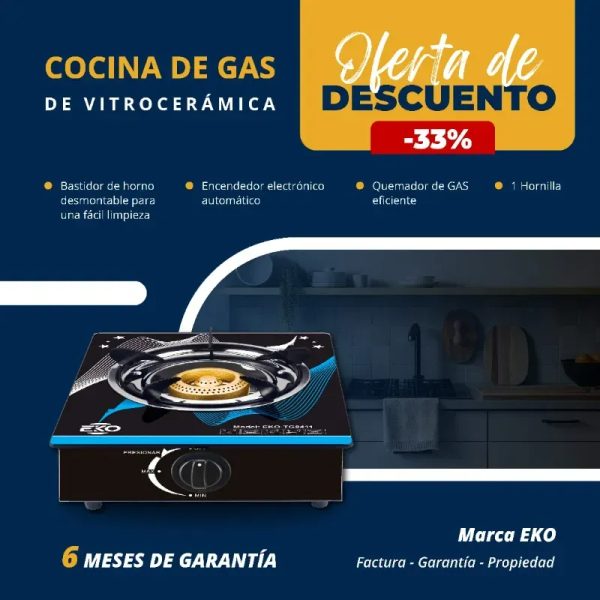 COCINA DE GAS DE VITROCERAMICA 1 HORNILLA MARCA EKO