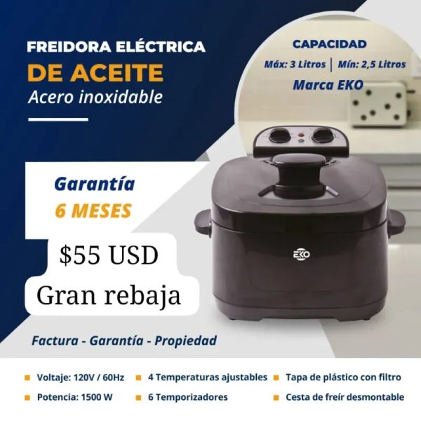Freidora de aceite EKO 3 litros