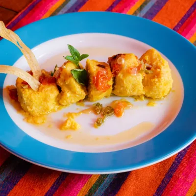 Tamales Catrina con mojo criollo