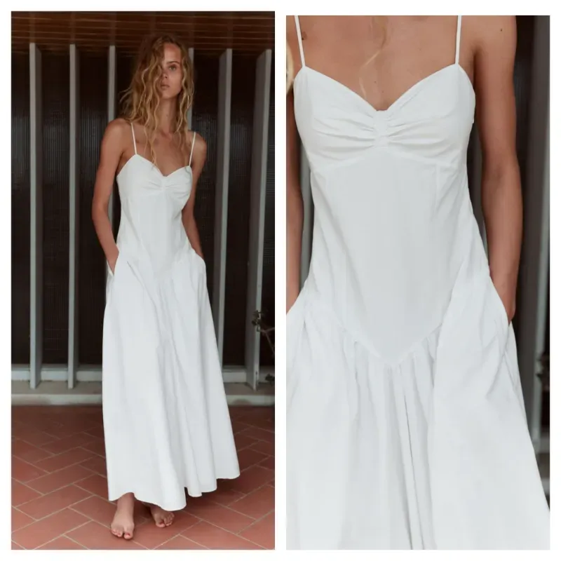 Vestido Zara blanco maxi
