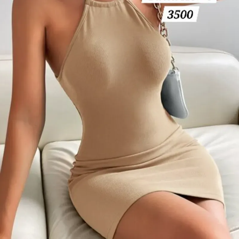 Vestido beige tejidito