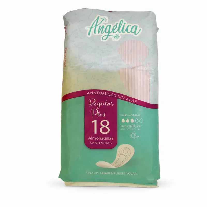 Almohadillas sanitarias Angélica de 18 u sin alas