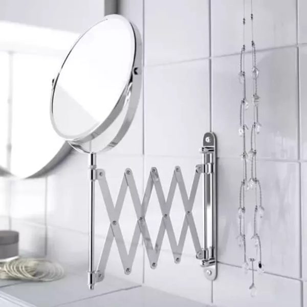 Espejo de pared con cruceta de acero inoxidable