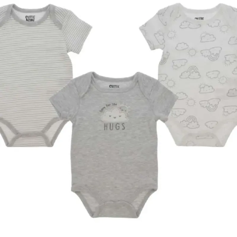 Set de Bodys Infantiles de Manga Corta Gris