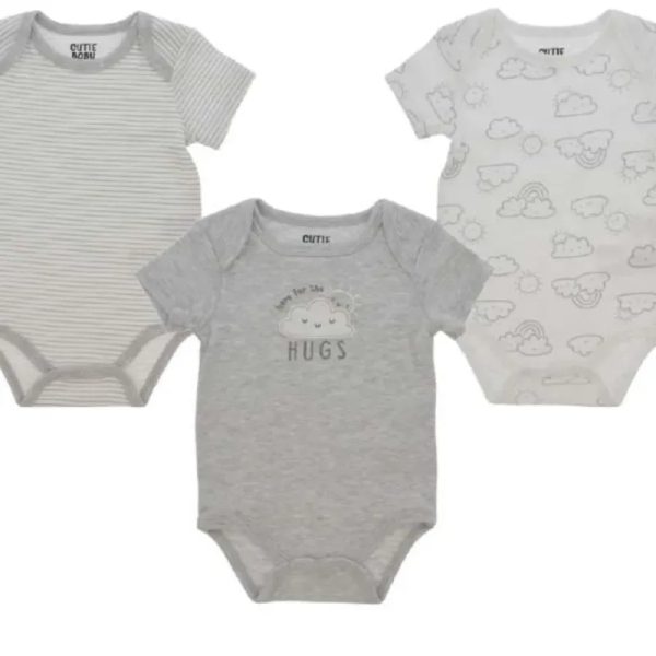 Set de Bodys Infantiles de Manga Corta Gris