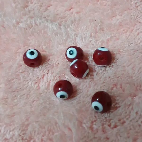 Ojos turcos redondos rojo vino 6 mm