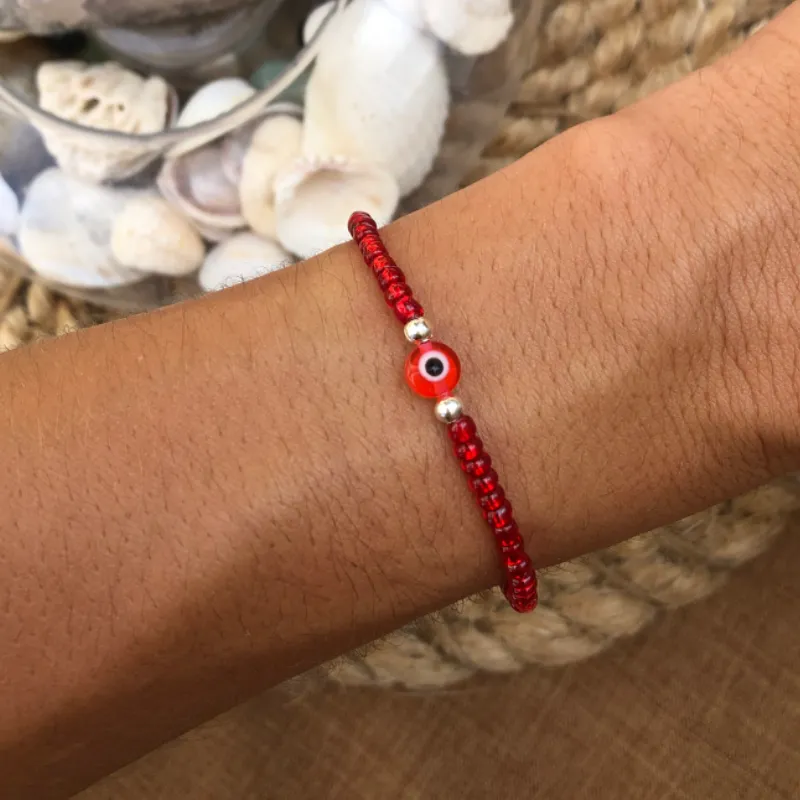 Pulsera de mostacillas con ojo turco
