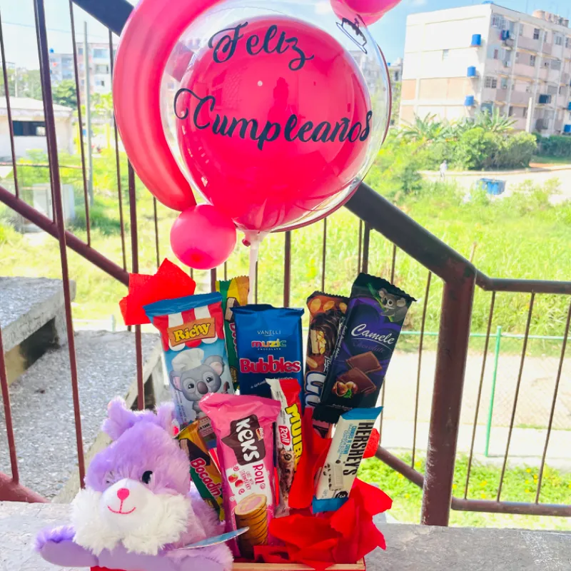  Cesta con adorable peluche