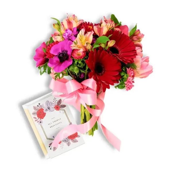 RAMO DE FLORES y POSTAL DE FELICITACIONES