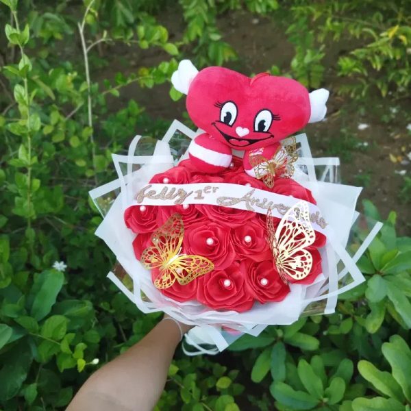 Ramo de 20 rosas con peluche