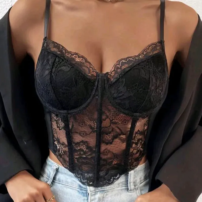  Top de encaje — Negro