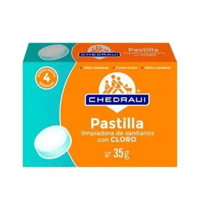  Chedraui Pastilla Limpiadora de Sanitarios con Cloro – 35g
