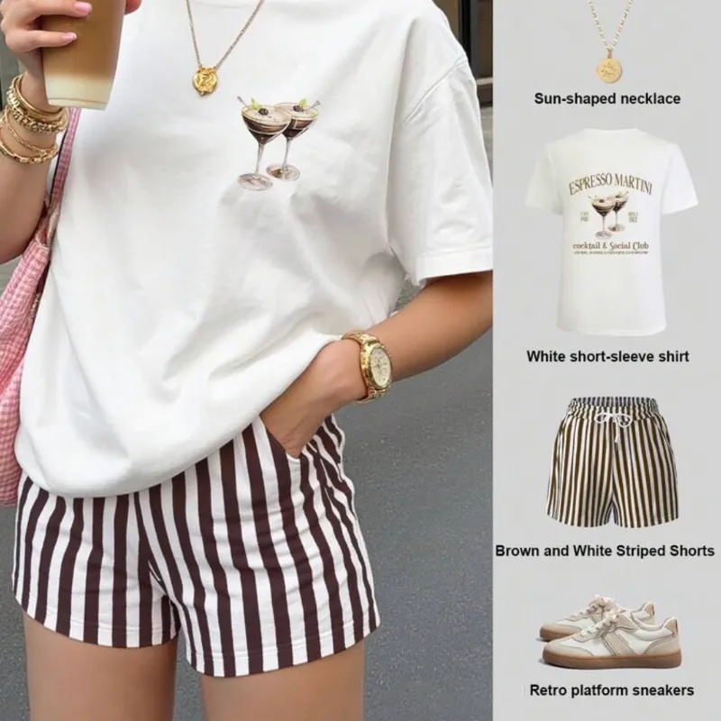 Conjunto de pullover y short de rayas