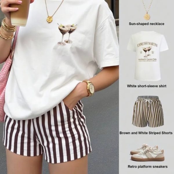 Conjunto de pullover y short de rayas