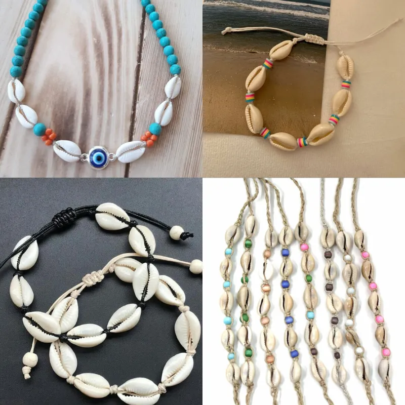 Tobilleras de caracolas naturales 