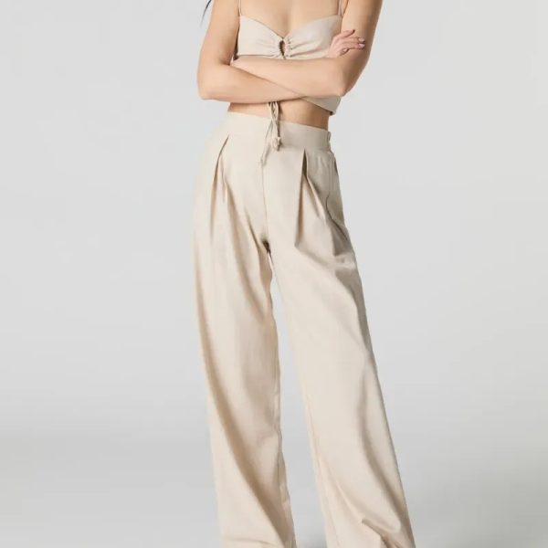 Conjunto beige de lino top y pantaloneta