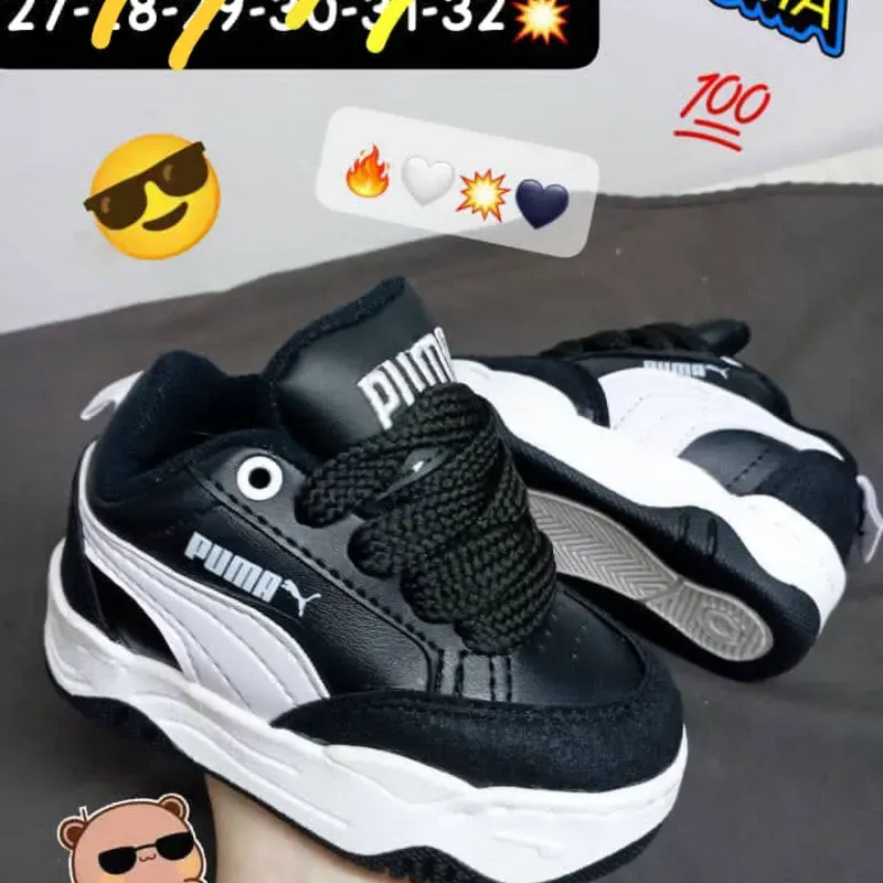 PUMA NEGRO DETALLES BLANCOS