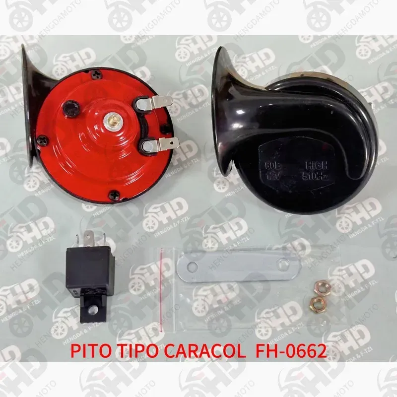 Pito tipo caracol para motos y carros incluye relay de 30 amp