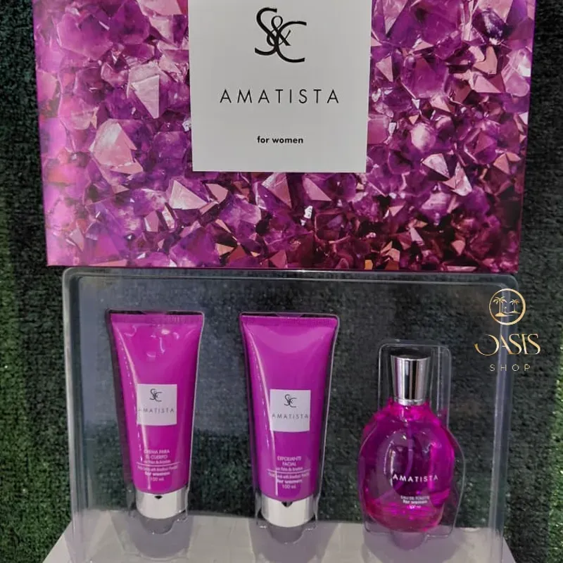Set de Perfume, Crema para el cuerpo, Exfoliante facial.