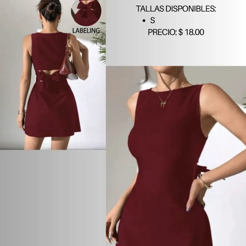 Vestido burdeos con lazo en la espalda