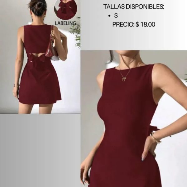 Vestido burdeos con lazo en la espalda