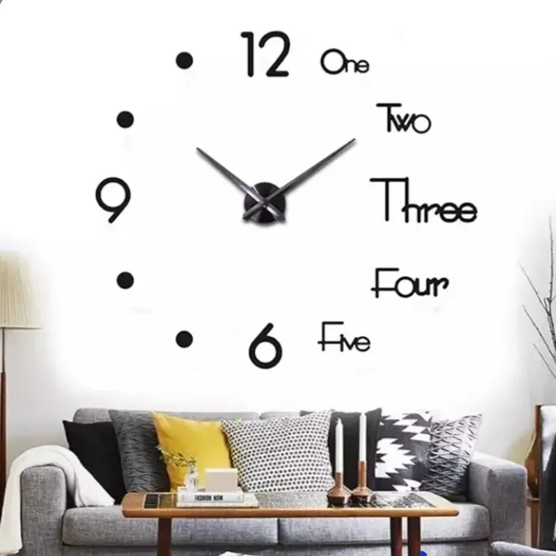 RELOJ DE PARED 3D NÚMEROS INGLÉS - 130 CM (YUR)