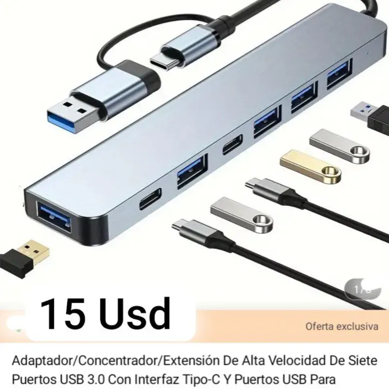 Regleta múltiple puertos USB y Tipo C