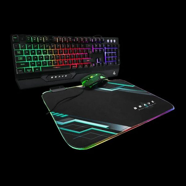 BRAVE BRV84 – Combo Gaming de teclado, mouse y alfombrilla KB6784BK – UNNO