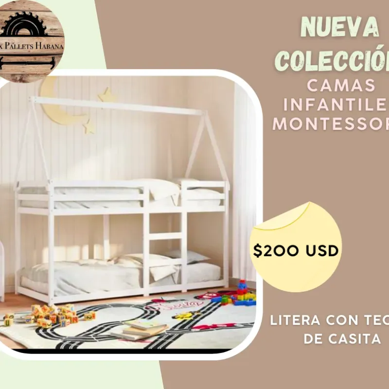 Litera con techo en dorma de casita