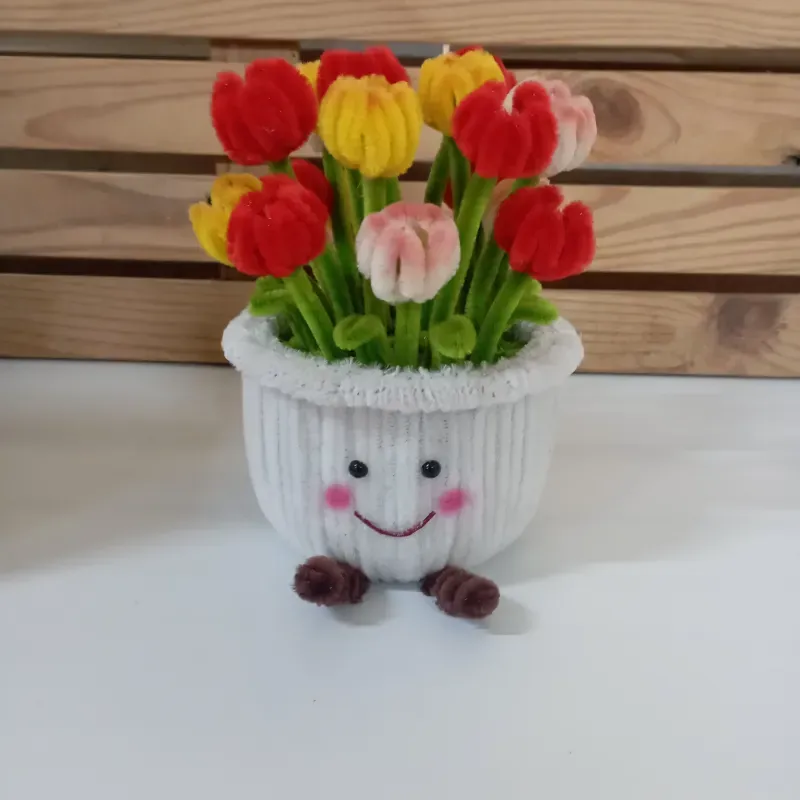 Jardín de tulipanes con caritas