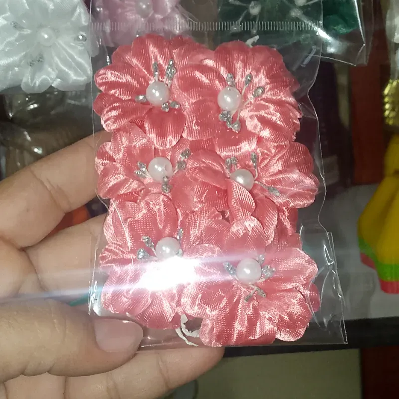 Flores de tela | rosa salmón 6x