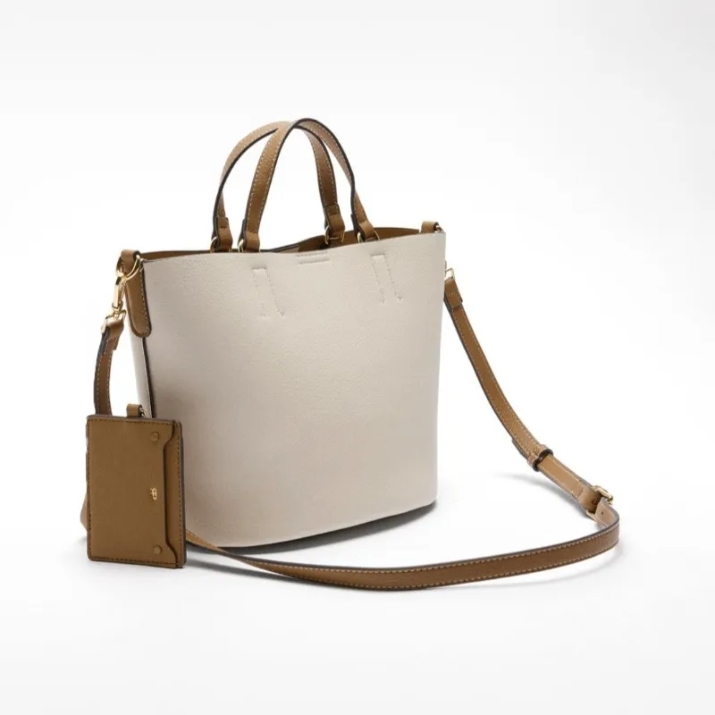 Bolsa mediana cru con doble asa