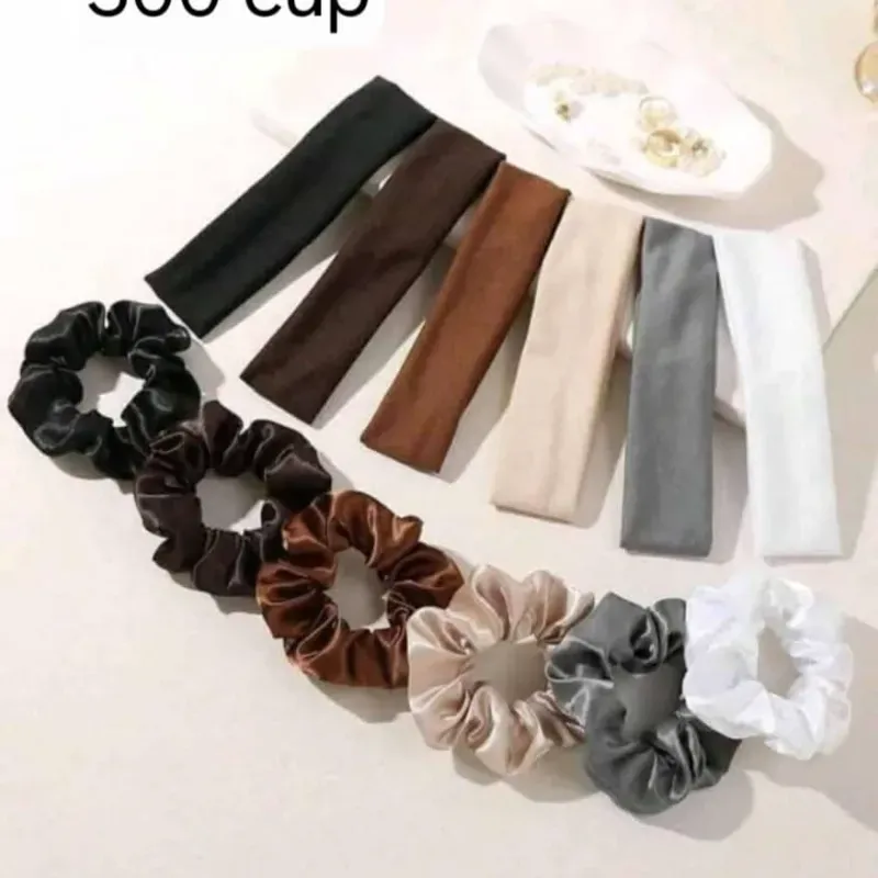 Juego de scrunchies y diadema