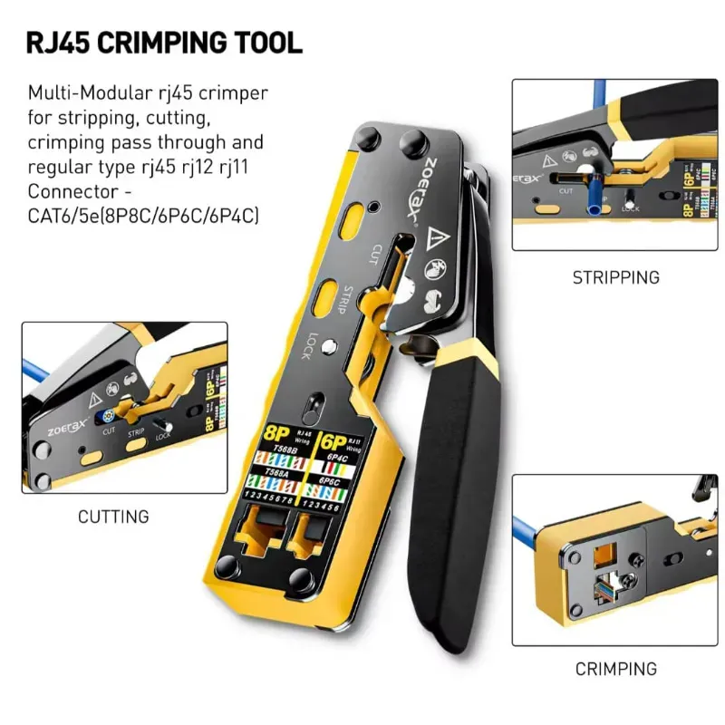 Kit de herramientas de prensado RJ45 Rectas
