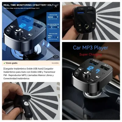 Transmisor FM, reproductor mp3 con Bluetooth