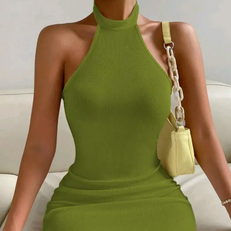 Vestido halter — Verde
