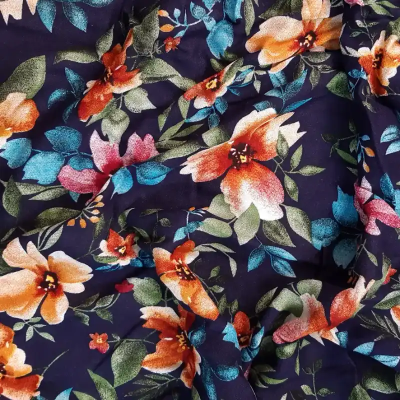 rayón azul oscuro flores